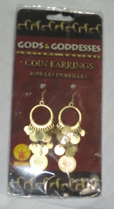 New Gods & Goddesses Gold Coin Earrings Halloween Costume Accessory Adult Rubies - Picture 1 of 3