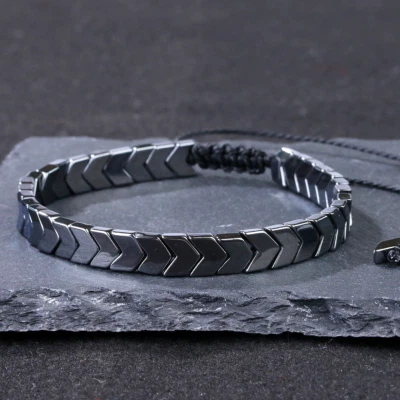 Natural Hematite Beads Dainty Bracelet Minimalist Healing Reiki Energy Gifts - Image 1 of 4