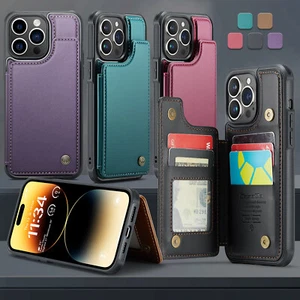 CaseMe C22 Series Back Phone Case Solid color Leather credit card slot Holder - Picture 1 of 22