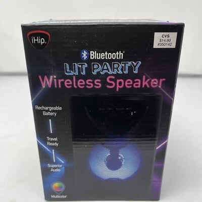Altavoz Inalámbrico Lit Bluetooth Party 🎉 de iHip Multicolor 5x5x7" Nuevo En Caja 🔥 Foto 1 de 4