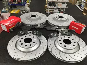 SKODA OCTAVIA TDi VRS BRAKE DISC DRILLED GROOVED WITH BRAKE PAD FRONT REAR - Picture 1 of 1