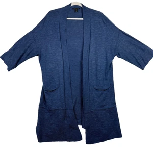 Eileen Fisher Womens Long Open Cardigan Duster Linen Blend Blue Size Small - Picture 1 of 7