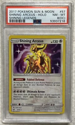 PSA 8(OC) 2017 Pokémon Sun & Moon Shining Arceus -Holo Shining Legends #57 POP 1 - Image 1 of 2