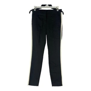 Zara Basic Black Pants White Side Stripes Size Small Cotton Blend - Picture 1 of 6
