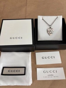 Gucci Ghost Heart Necklace 455540 SV925 45-50cm Adjustable Skull - Picture 1 of 5