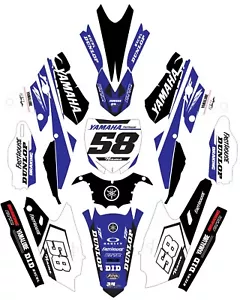 Blue White Graphics for Yamaha YZ250f YZ 250f 2014-2018 Decals Stickers - Foto 1 di 1