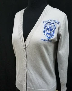 ZETA PHI BETA SORORITY CARDIGAN SWEATER SILVER SORORITY CARDIGAN SWEATER 1920 - Picture 1 of 1
