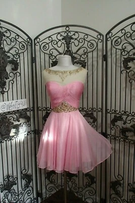 G2076 ALYCE 1065 PINK SZ 12  BEADED COCKTAIL PROM HOMECOMING PARTY DRESS GOWN - Image 1 of 4
