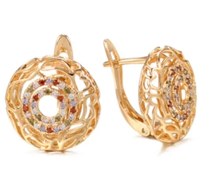 Elegante Ohrringe Huggie Creolen 585 RG Rotgold Rosegold mit Zirkon 4g - Bild 1 von 3