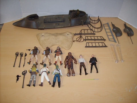 STAR WARS Legacy Collection Jabba SKIFF with 9  Figure Playset Diorama Lot Luke Cover