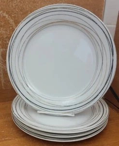 Juego de platos de ensalada Threshold SWIRL de 4, 9". Remolinos de oro y platino, porcelana - Imagen 1 de 10