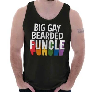 Best Gay Uncle Bearded Funcle LGBTQ Pride Mens Tank Tops Sleeveless Shirt Tee - Picture 1 of 9
