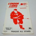 RARE LONDON LIONS ICE HOCKEY CLUB 1974 PROGRAMME v PRAGUE ALL STARS # 4 VGC CZ 
