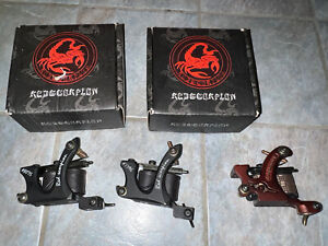 Lot of 3 TATTOO Machines 2 RED SCORPION and 1 DRAGONHAWK Maybe Unused SEE PICTUR