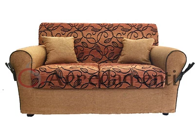 DIVANO IMBOTTITO 2 POSTI 3 POSTI LETTO IN TESSUTO COMPLETAMENTE SFODERABILE ARAN - Immagine 1 di 2