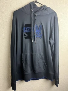 Psycho Bunny Men's Large Navy Blue Bunny Graphic Logo Pullover Hoodie - Picture 1 of 4