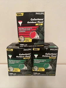 Lot/3 PHILIPS 100W PAR38~2 GREEN/1 RED~Colortone® Indoor/Outdoor FloodLight Bulb - Picture 1 of 8