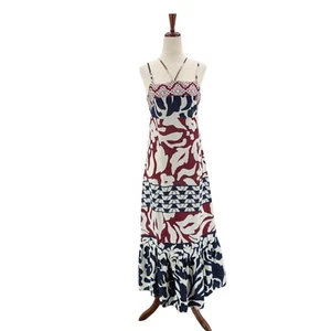 By Anthropologie Womens Petites XSP Dress Tiered Strappy Tropical Maxi Boho - Picture 1 of 10