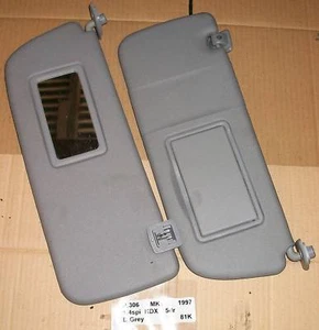 PEUGEOT 306 MK1 Y MK2 1993-2001 PAR DE PARASOLES GRISES CON 2 ESPEJOS RETROVISORES - Imagen 1 de 1