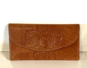 Vintage Costa Rica Leder Geldbörse-nie benutzt Vögel Ochsen Reißverschluss 7x3,75" - Bild 1 von 16