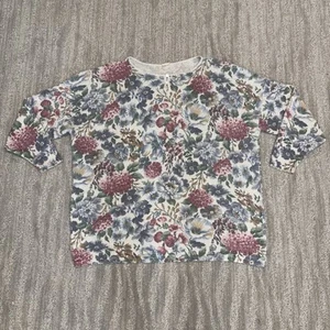 VTG Basic Editions Floral Print 3/4 Length Sleeve Sweater Women’s Sz L - Picture 1 of 3
