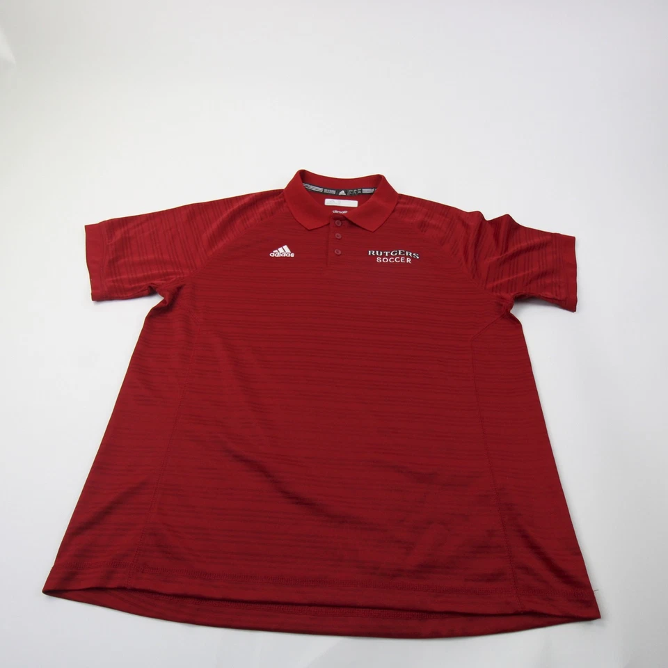 Polo Rutgers Scarlet Knights Adidas Climalite para hombre rojo usado Foto 1 de 1