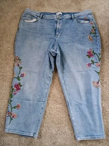 Jeans Lane Bryant Floral Bordado Coqueta Talla Denim ligero verano 26 usado en excelente estado - Imagen 1 de 16