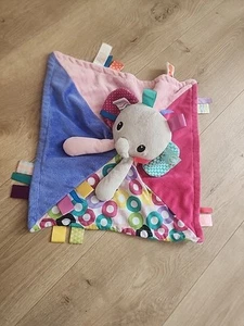 Bright Starts Taggies Elefante Bambino Lovey Coperta di Sicurezza Etichette Rosa Viola*Difetto - Foto 1 di 3