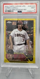 2023 Topps Chrome Update Corbin Carroll RC Yellow Mini Diamond Ref /75 PSA 9 - Bild 1 von 2