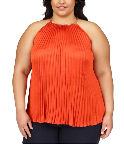 Camicetta donna Michael Kors con collo a catena arancione taglie forti 2X