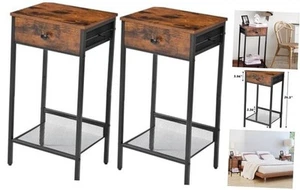End Table, Nightstand with Storage Cabinet, 2-Tier Modern Corner Side Table, - Picture 1 of 8