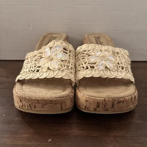 Mudd Brand Cork Platform Wedge Chunky Sandals Womens Size 8 M Vintage Light Pink - Picture 1 of 10