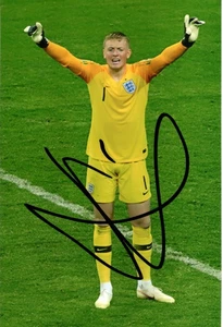 ENGLAND & EVERTON: JORDAN PICKFORD SIGNED 6x4 ACTION PHOTO+COA - Picture 1 of 1