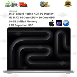 Apple MacBook Pro 16.2″ Inch MFGYR 2024 M3 MAX 36GB RAM 1TB SSD Laptop - Picture 1 of 24