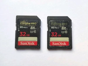 2x SANDISK EXTREME PRO 32GB SD MEMORY CARD 95MB/S GOOD CONDITION - Picture 1 of 2
