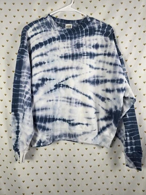 Victorias Secret Pink XS Tye Dye Crew Sweater Long Sleeve Blue - Image 1 of 2