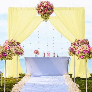 2 Panels Yellow Chiffon Backdrop Curtains 58"x120" Wedding or Photo Drapes - Picture 1 of 6