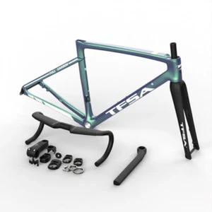 Carbon Road Bike Frameset Full Internal Disc Brake Handlebar Stem Bicycle Frame - Picture 1 of 18