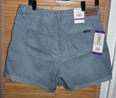 Bermudas de mezclilla con puño redondo de Calvin Klein Jeans para mujer talla 14 rayas ferroviarias Foto 1 de 4