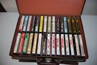 Lot of 60 Cassettes w/ Service Mfg Vintage Cassette Tape Case Leather  Holds 60