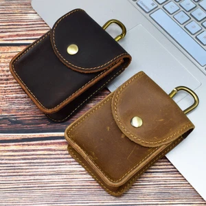 Para hombre Vintage Cuero Genuino Cintura Pequeña Bolso de Cintura Cuero de Vaca Bolsa para Cigarrillos Estuche - Imagen 1 de 11