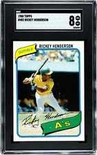 1980 TOPPS RICKEY HENDERSON ROOKIE CARD SGC 8 Hall of Fame Vintage Baseball 