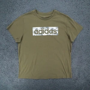 Adidas Top T-Shirt Women Large Casual Regular Fit Solid Cotton, Green - Picture 1 of 9