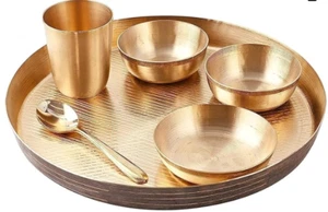 Pure Bronze Kansa Matt Finish Ayurveda Dinner Set,Bronze Plate - Kansa Full Plat - Picture 1 of 2