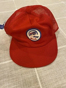 VINTAGE RARE Buffalo Bills Red AJD Trucker SnapBack NFL Hat Large Deadstock - Picture 1 of 5