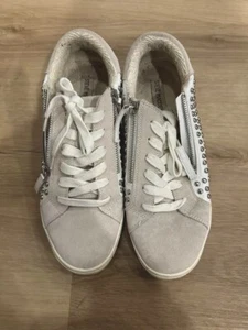 Steve Madden Parka Nieten Reißverschluss Wildleder Leder Niedrig Turnschuhe Größe 10 - Bild 1 von 7