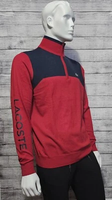 Nuevo Suéter Deportivo Lacoste Calce Regular Lana Roja Talla Grande Foto 1 de 4