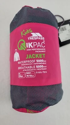 Kids Trespass QIKPAC High Performance Packaway Jacket Waterproof 5000 mm Foto 1 de 3