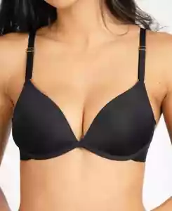 Lively The Deep V Push-up Bra Women's Size 34DD Jet Black No-Wire Padded NEW - Picture 1 of 10