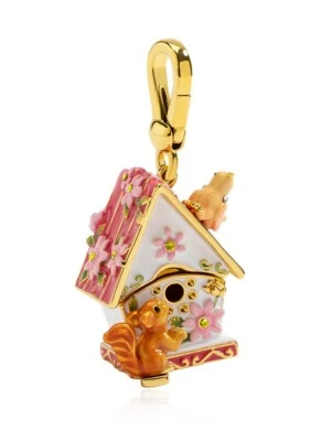 Jugosa Uva Ardilla Pájaro Flor Casa Esmalte Collar Llavero Colgante Con Cadenas Foto 1 de 4